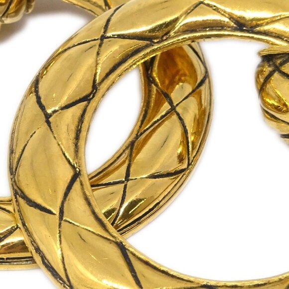 Chanel Dangle Hoop Earrings Clip-On Gold - Picture 2 of 5